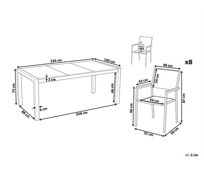 Beliani Conjunto de comedor GROSSETO Gris
