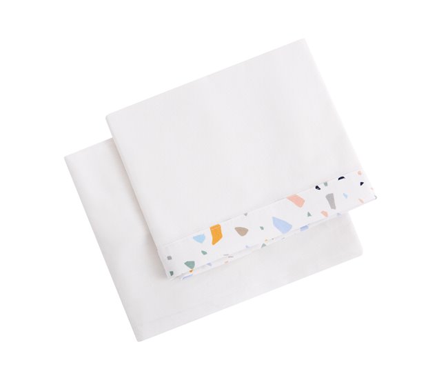 Sábana bajera + encimera para cuna Blanco