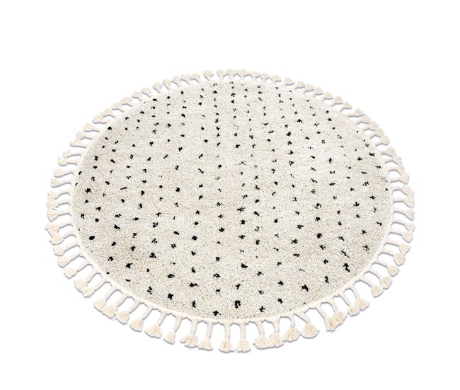Alfombra BERBER SYLA B752 puntos Franjas Bereber Marroquí Shaggy 160x160 Crema