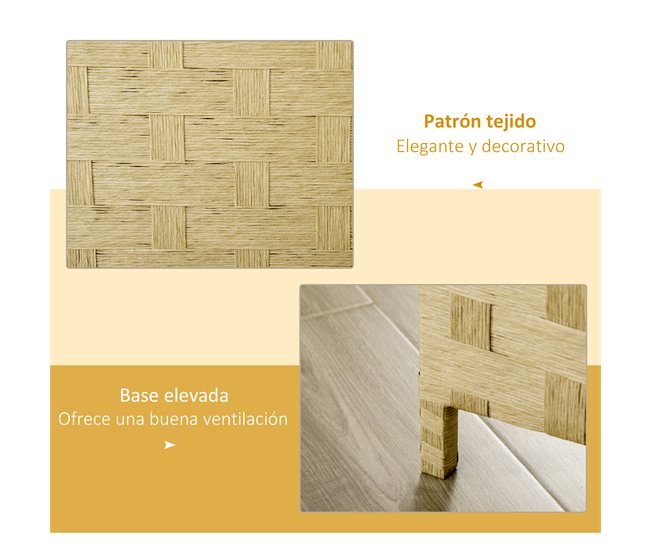 Biombo Separador Cuerda de Papel, Madera de Pino HOMCOM Marron