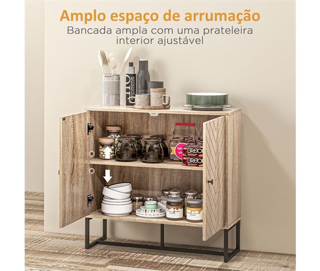 Aparador de Cocina Melamina de Madera, MDF, Metal HOMCOM Marron