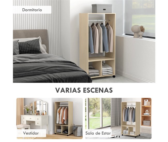 Armario Ropero Melamina de Madera HOMCOM Marron