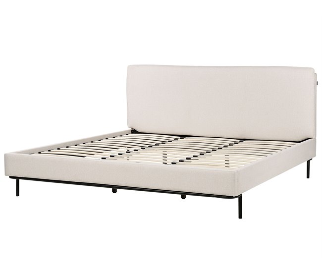 Beliani Cama con somier Poliéster CORIO 193x219 Crema