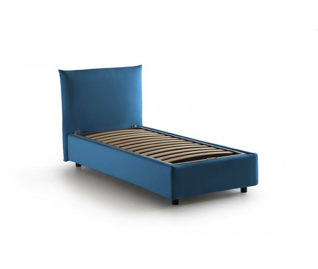 Cama individual en tela Azul Marino