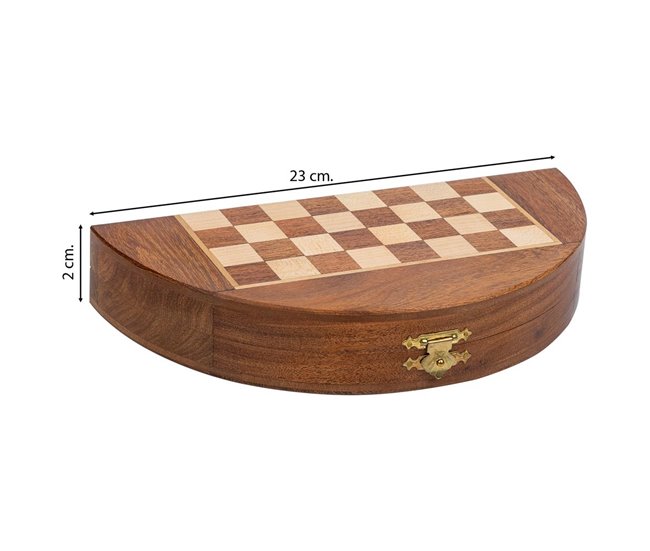 Ajedrez magnético con caja semiredonda de madera Marron