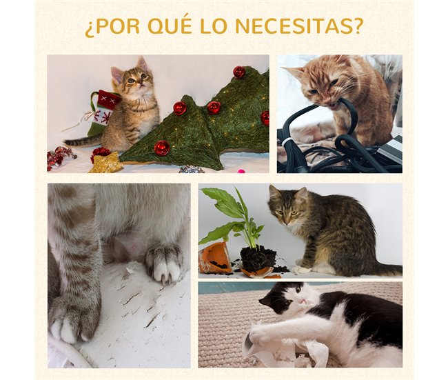 Árbol para Gatos Aglomerado de Madera, Felpa, Sisal PawHut Crema