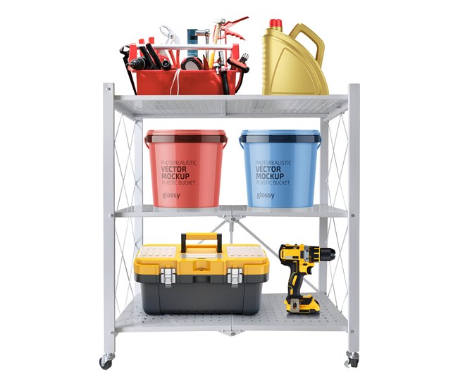 Estantería de Almacenaje Multiusos Plegable con Ruedas 35 Blanco