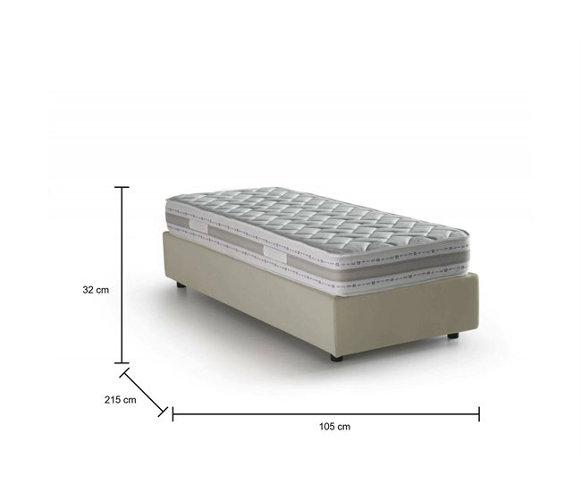 Cama individual en tela Beige