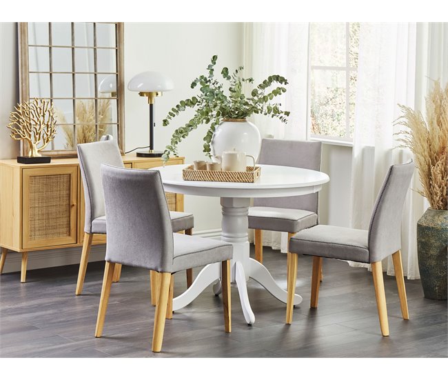 Beliani Silla de comedor PHOLA Gris Claro