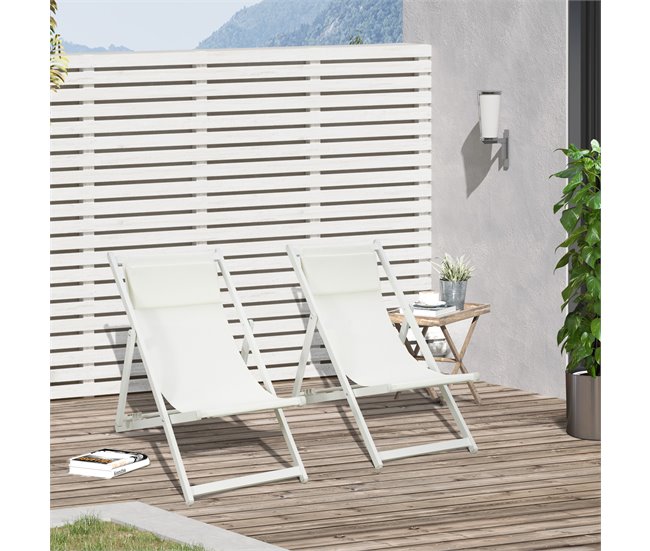 Conjunto de 2 Tumbonas Aluminio, Texteline Outsunny Gris Claro
