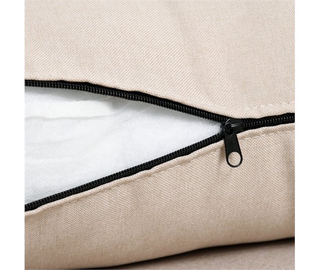 Sofá Cama Poliéster con Tacto de Lino, Madera de Caucho HOMCOM Crudo