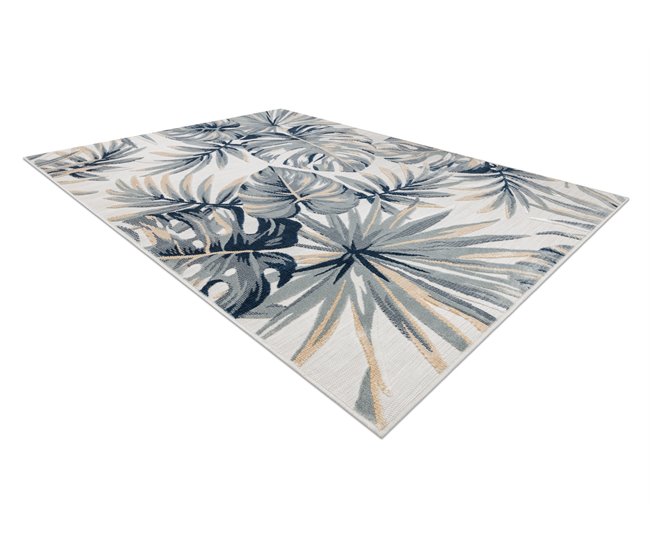 Alfombra Estructural BOTANIC 65265 Hojas de monstera tejido plano 117x170 Beige