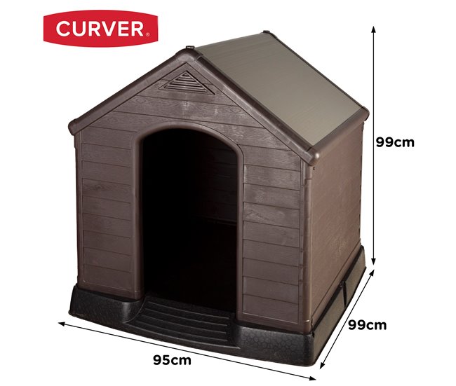 Curver Caseta perro de resina c/suelo elevado y sistema de ventilació Marron