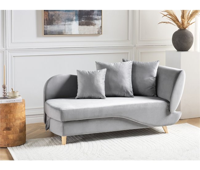 Beliani Chaise longue Terciopelo MERI Gris Claro