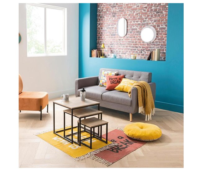 Acomoda Textil – Conjunto de 3 Mesitas Auxiliares de Madera. Madera