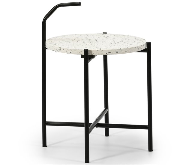 Mesa Auxiliar Redonda Yala, terrazo Blanco Blanco