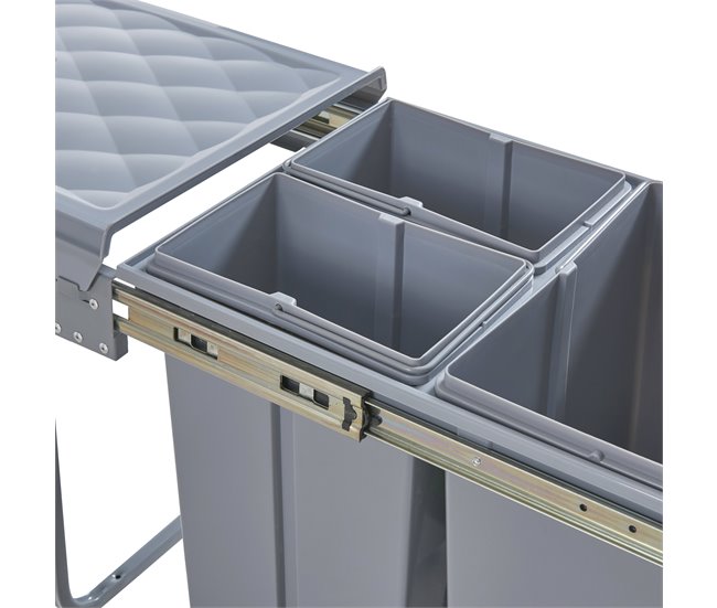 Cubo de basura extraíble Froland capacidad 2x10L + 1x20L plástico Gris