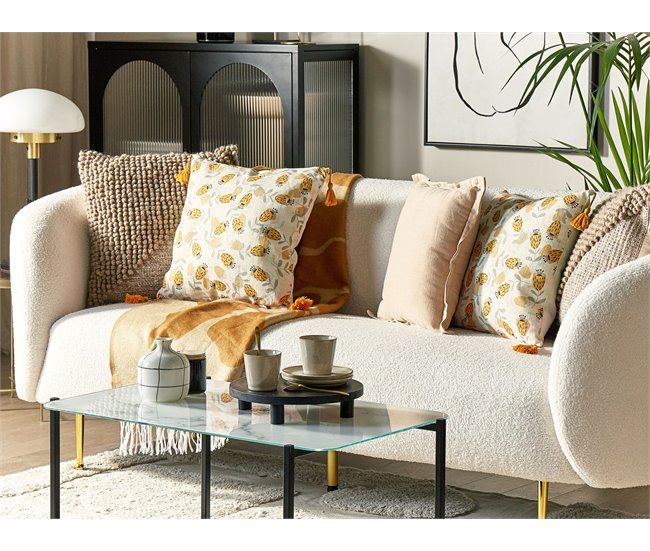 Beliani Cojín decorativo ABUTILON Beige
