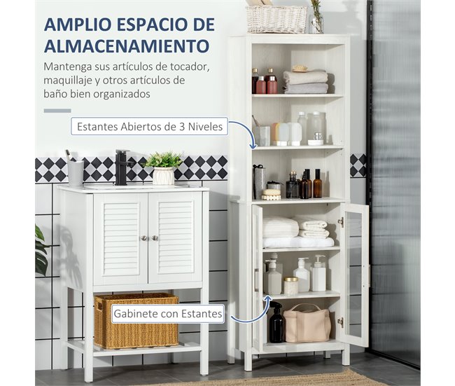 Armario de Baño Melamina de Madera kleankin, hogar - baño Blanco