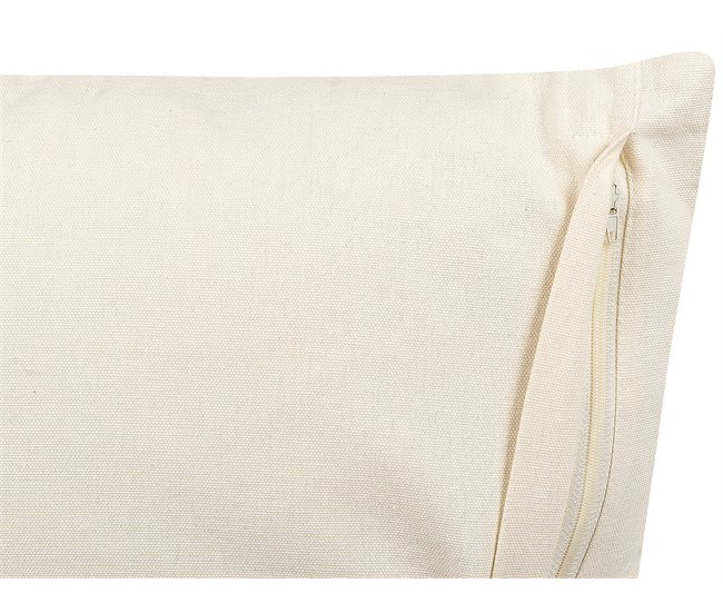 Beliani Cojín decorativo MYRICA Blanco/ Beige