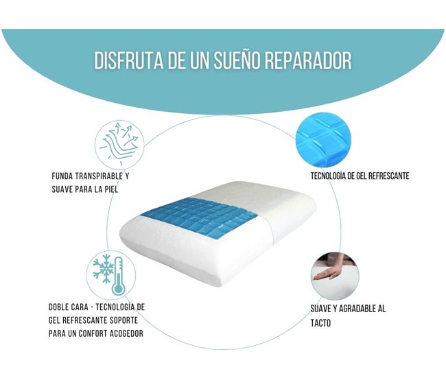 Almohada Rectangular Gel Refrescante Doble Cara Blanco