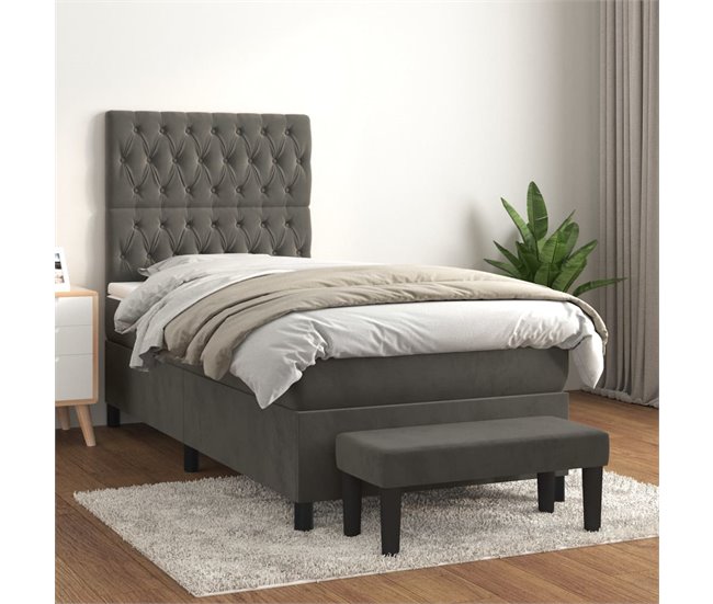 Cama box spring 90x190 Gris Oscuro