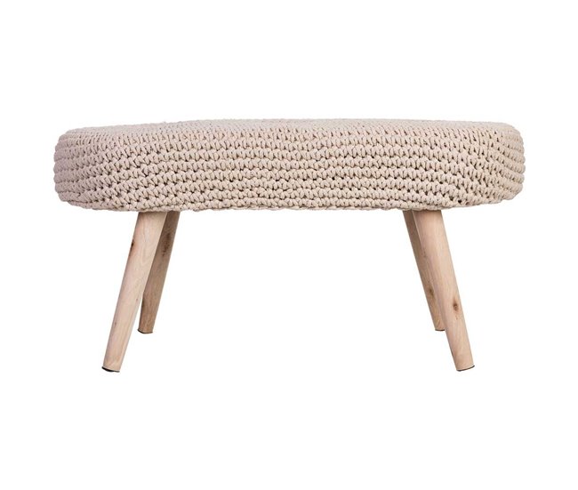 Banqueta de madera y algodón Beige