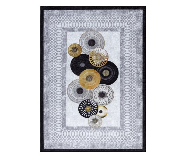 Alfombra lavable MIRO 51130.807 círculos marco 120x170 Gris