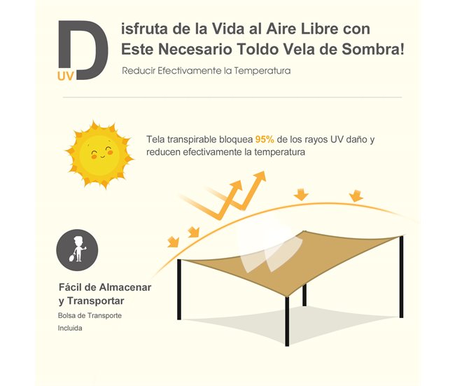 Toldo Vela Cuadrado PE Outsunny 300x300 Marron