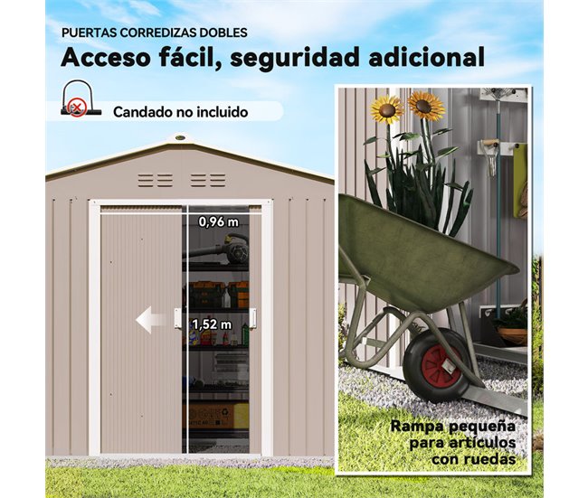 Caseta de Jardín Acero Galvanizado Outsunny Gris