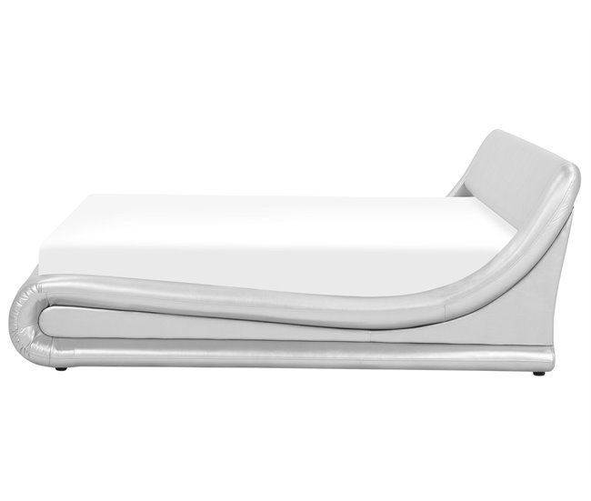 Beliani Cama con somier Piel sintética AVIGNON 205x221 Gris