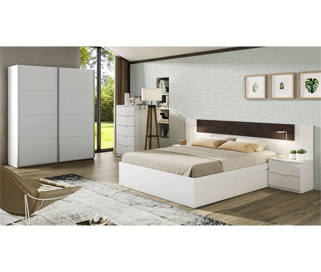 Armario 2 puertas efecto madera 150 Blanco Brillo