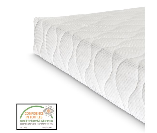 Cama individual (Florenz)  con cabecero curvado, colchón y somier 126x208 Blanco