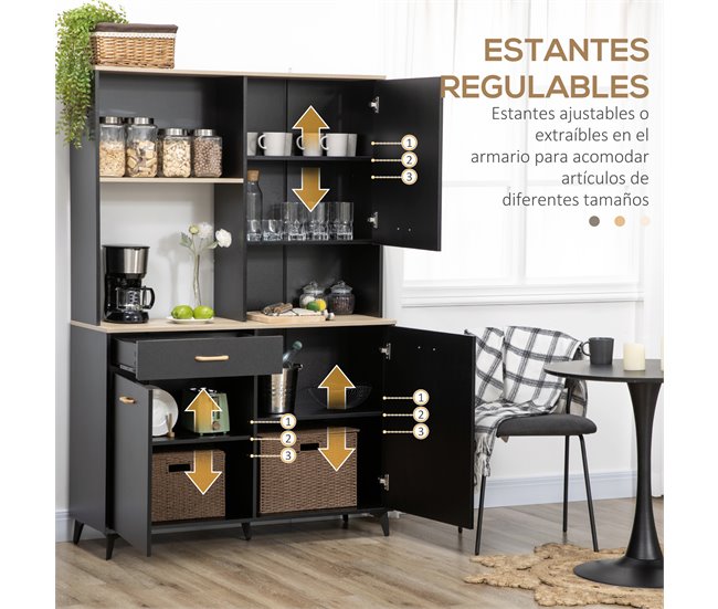 Alacena de Cocina Melamina de Madera, MDF HOMCOM, hogar - cocina 119 Negro