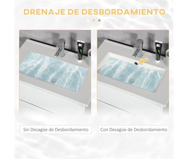 Armario de Baño Melamina de Madera, Cerámica Sintética kleankin 61 Blanco