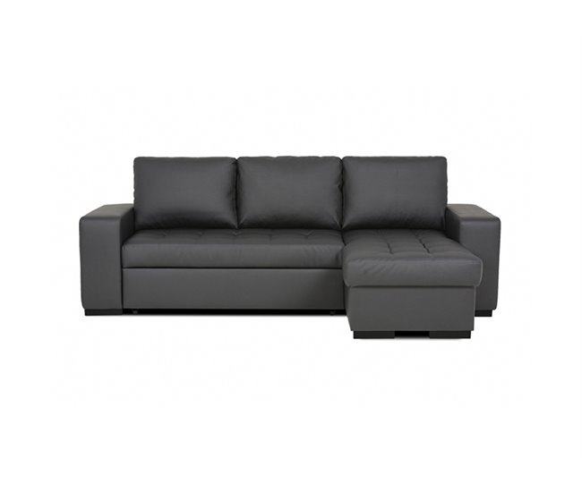 Chaise longue piel sintética con cama HARRY Negro