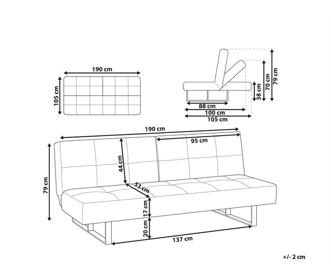 Beliani Sofá cama Poliéster DUBLIN Beige