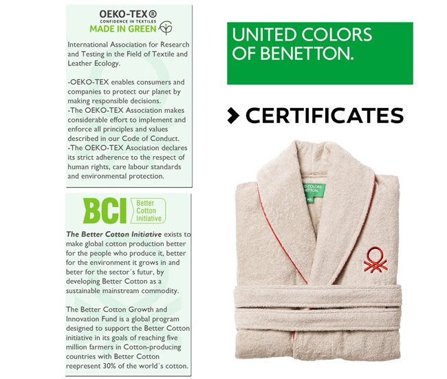 Albornoz benetton 360 gsm 100% algodón Beige