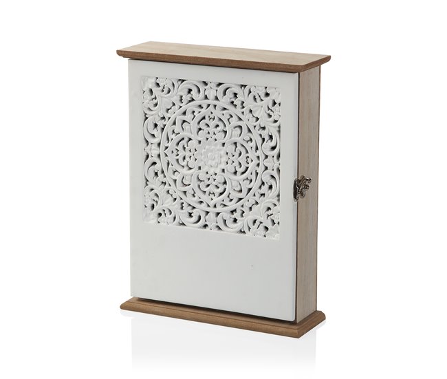 Caja de llaves MANDALA 26 cm en mdf  Blanco