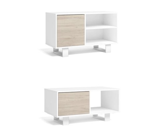 Conjunto de muebles  1Mueble TV100, 1 Mesa de Centro Blanco