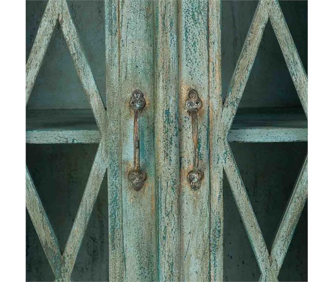 Aparador de madera y cristal con 4 puertas Azul