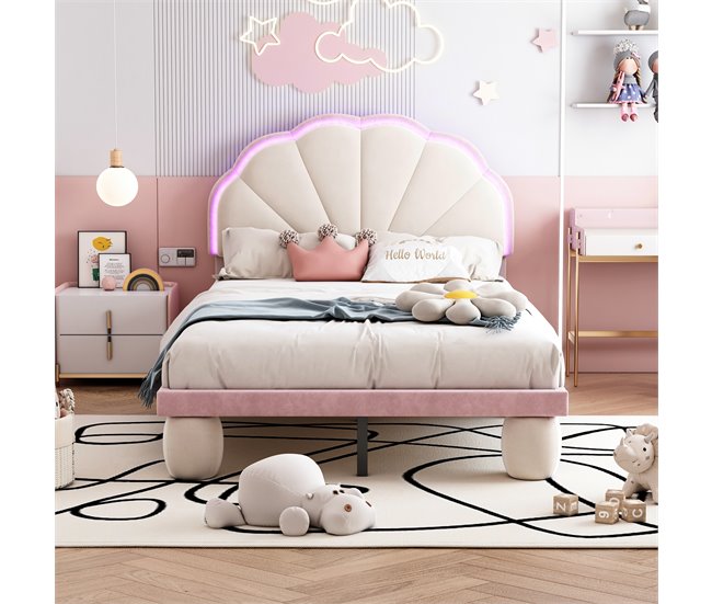 Cama infantil de terciopelo 99x210 Rosa