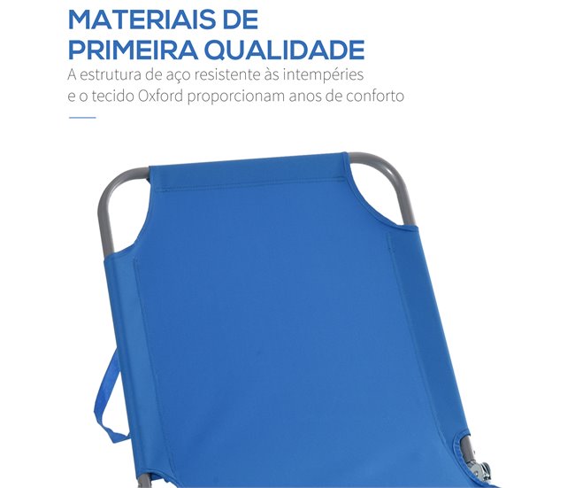 Tumbona Plegable Metal, Tela Oxford Outsunny Azul