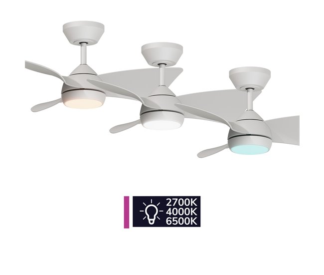 Ventilador techo ASHER aspas led motor DC  Blanco