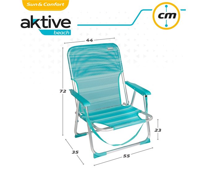 Silla plegable fija aluminio Aktive Beach - mediterráneo Azul