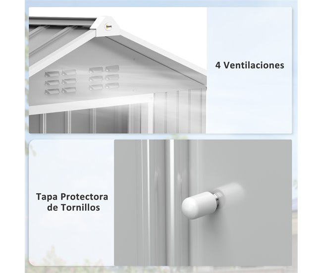Caseta de Jardín Acero Galvanizado Outsunny Gris