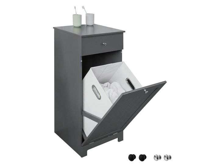 Cesto para Ropa Sucia para Baño BZR21-DG SoBuy Gris Oscuro