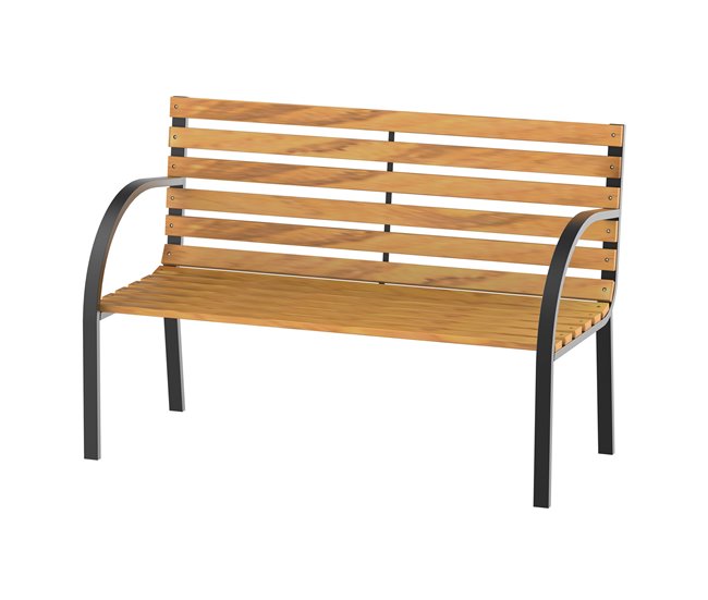 Banco de Jardín Acero, Madera de Pino Outsunny 122x60 Marron