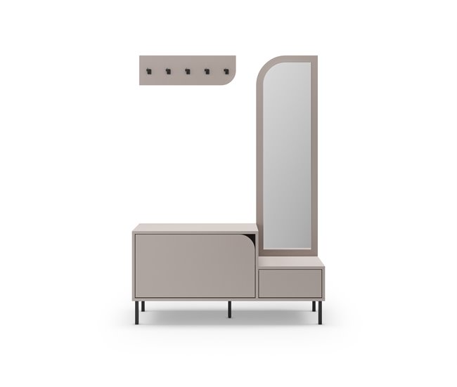 Mueble recibidor zapatero con espejo BEA Beige