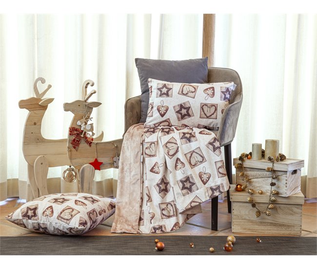 FUNDA DE COJIN DE TERCIOPELO DE NAVIDAD WARM Beige